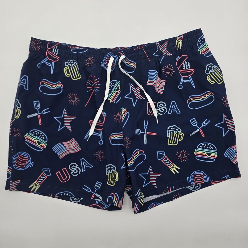 Chubbies Swim Trunks Men XXXL 5.5 Inch Blue Neon 4th July Brief Mesh Liner